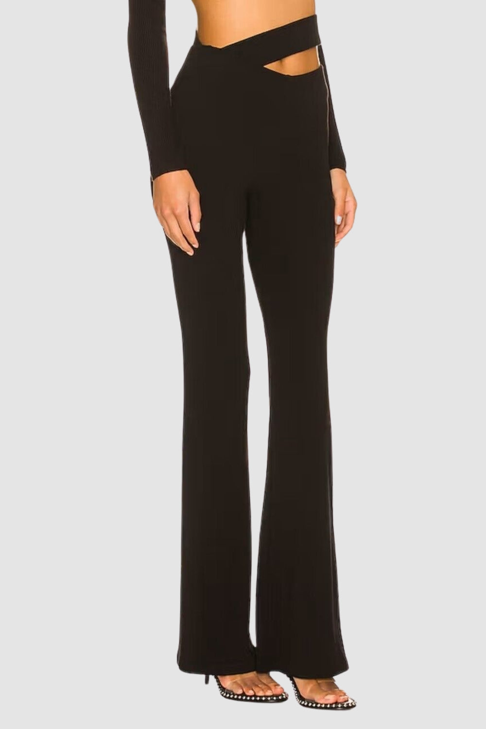 Black Trouser In Lycra With One SIde Cut Out Waist