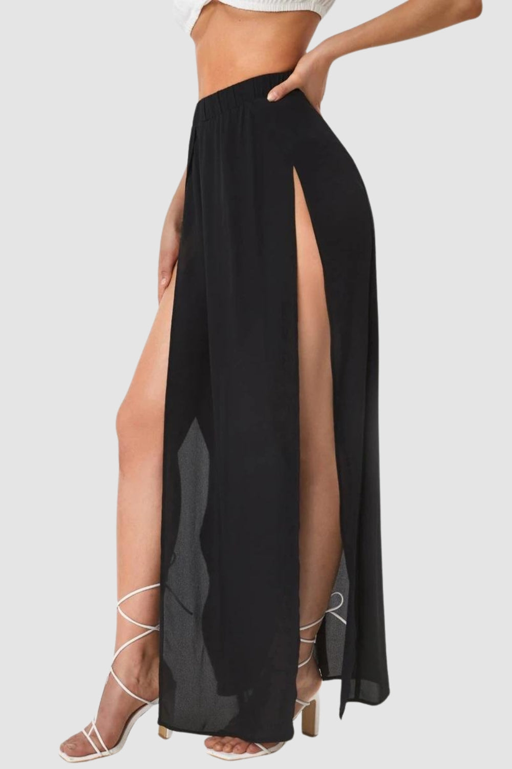 Sun Black Slit Skirt