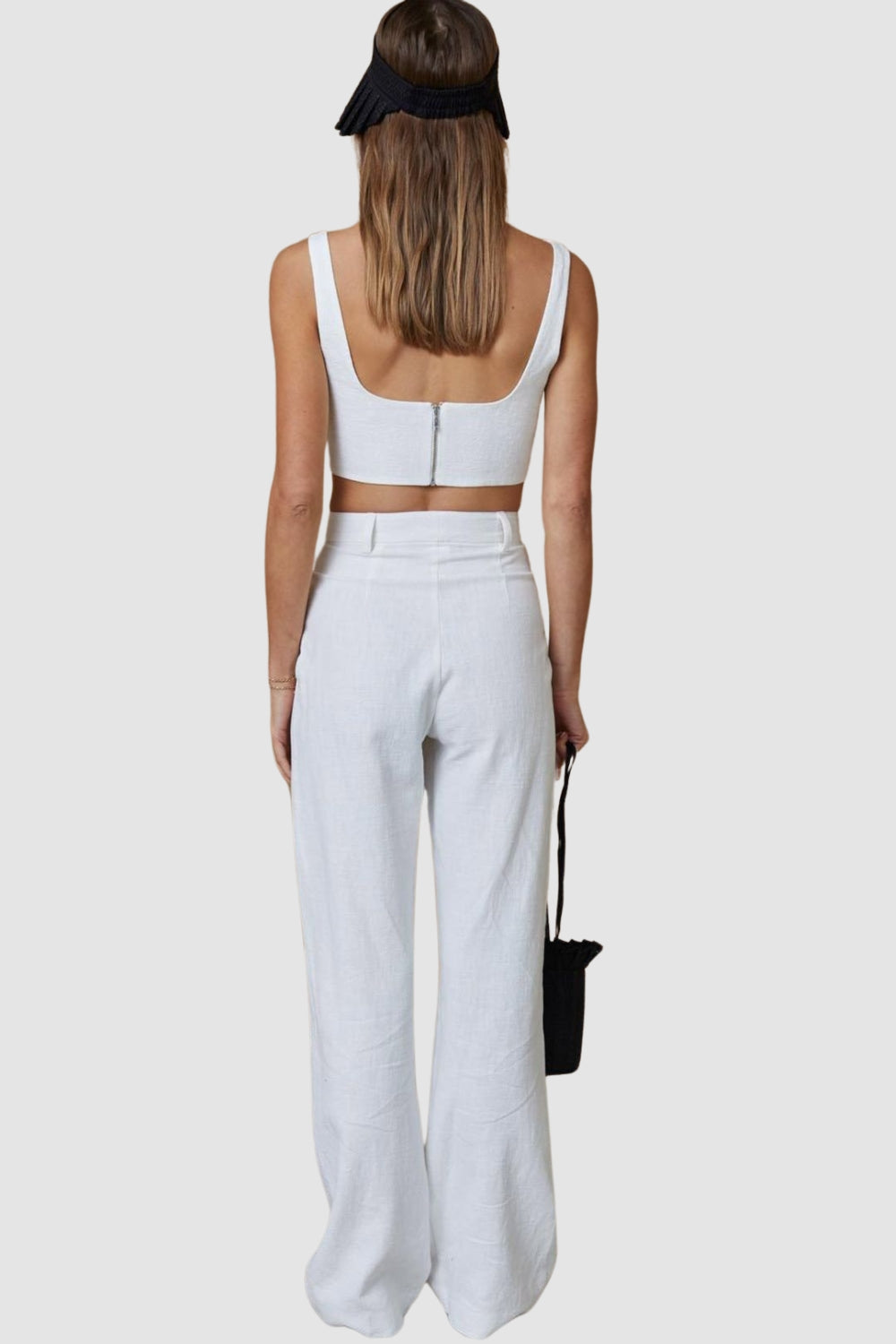 Flap Pocket White Comfy Trouser