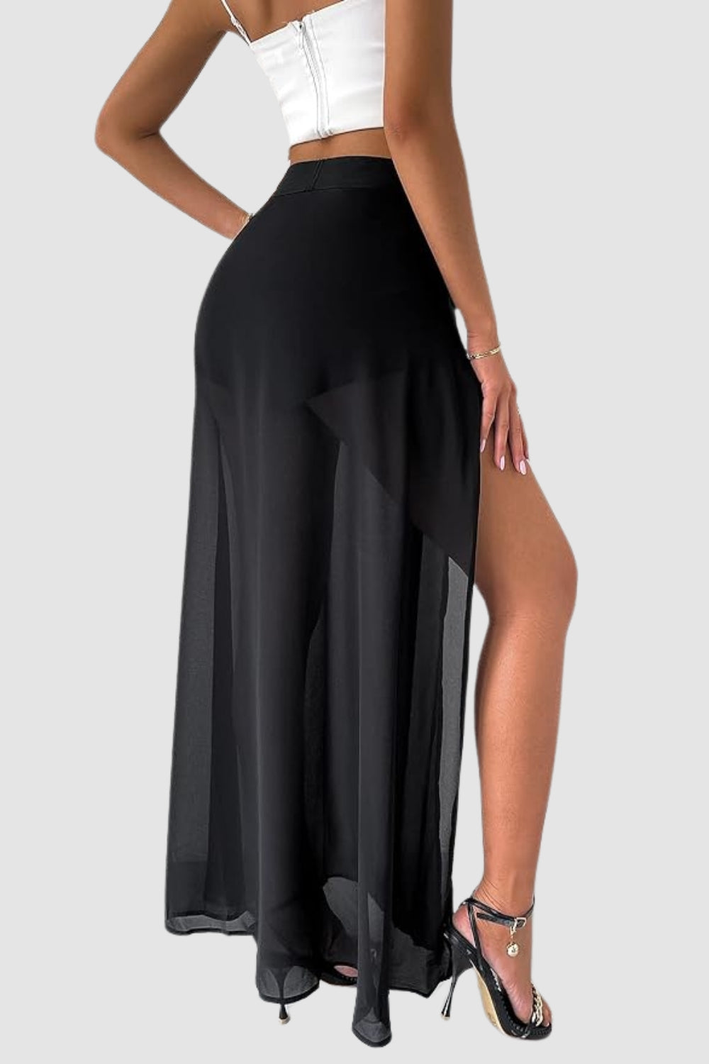 Smile High Slit Black Skirt