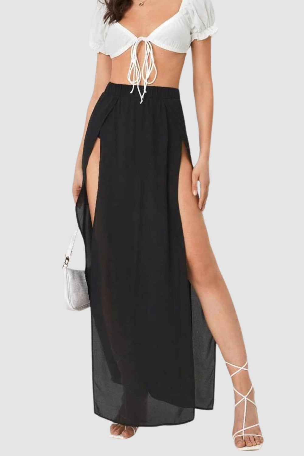 Sun Black Slit Skirt