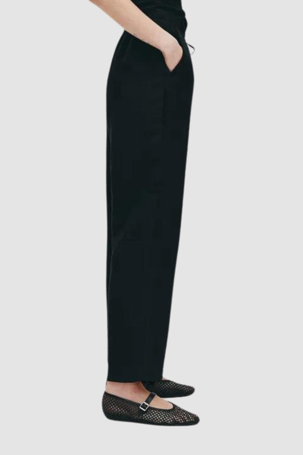 Black Straight Elasticated Pants