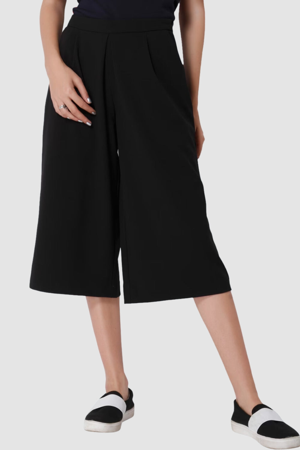 Black Wide Leg Elasticated Trousers