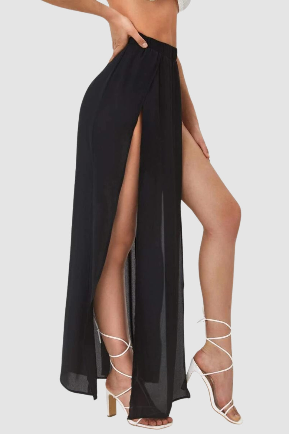 Sun Black Slit Skirt